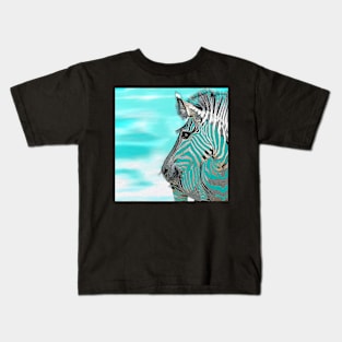 Zebra Abstract BLUE AQUA Kids T-Shirt